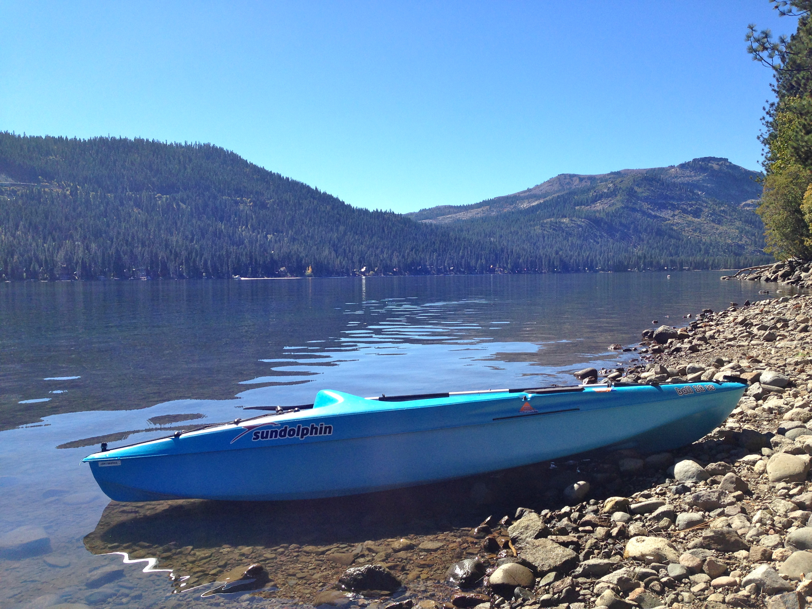Blue Kayak on Donner Lake, Oct. 4, 2014