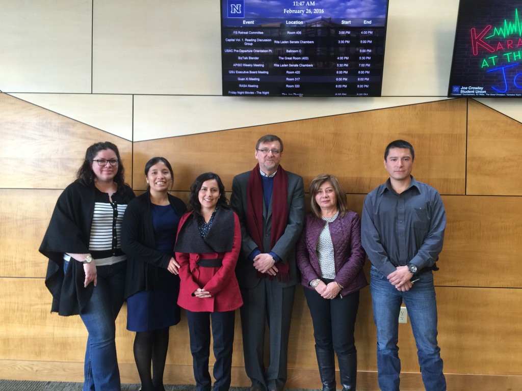 Peruvian environmental protection officials meeting with Eco Truckee Tahoe editor Ted Lipien at the University of Nevada in Reno, February 26, 2016. The Peruvian delegation is visiting the United States at the invitation of the U.S. State Department.